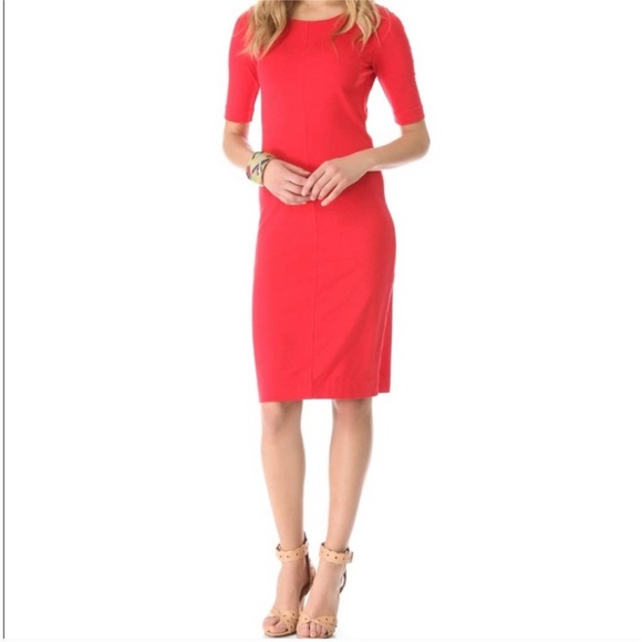 Diane Von Furstenberg Dresses & Skirts - Diane Von Furstenberg Bright Red Elbow-Sleeve Midi Jersey Dress Meeson
